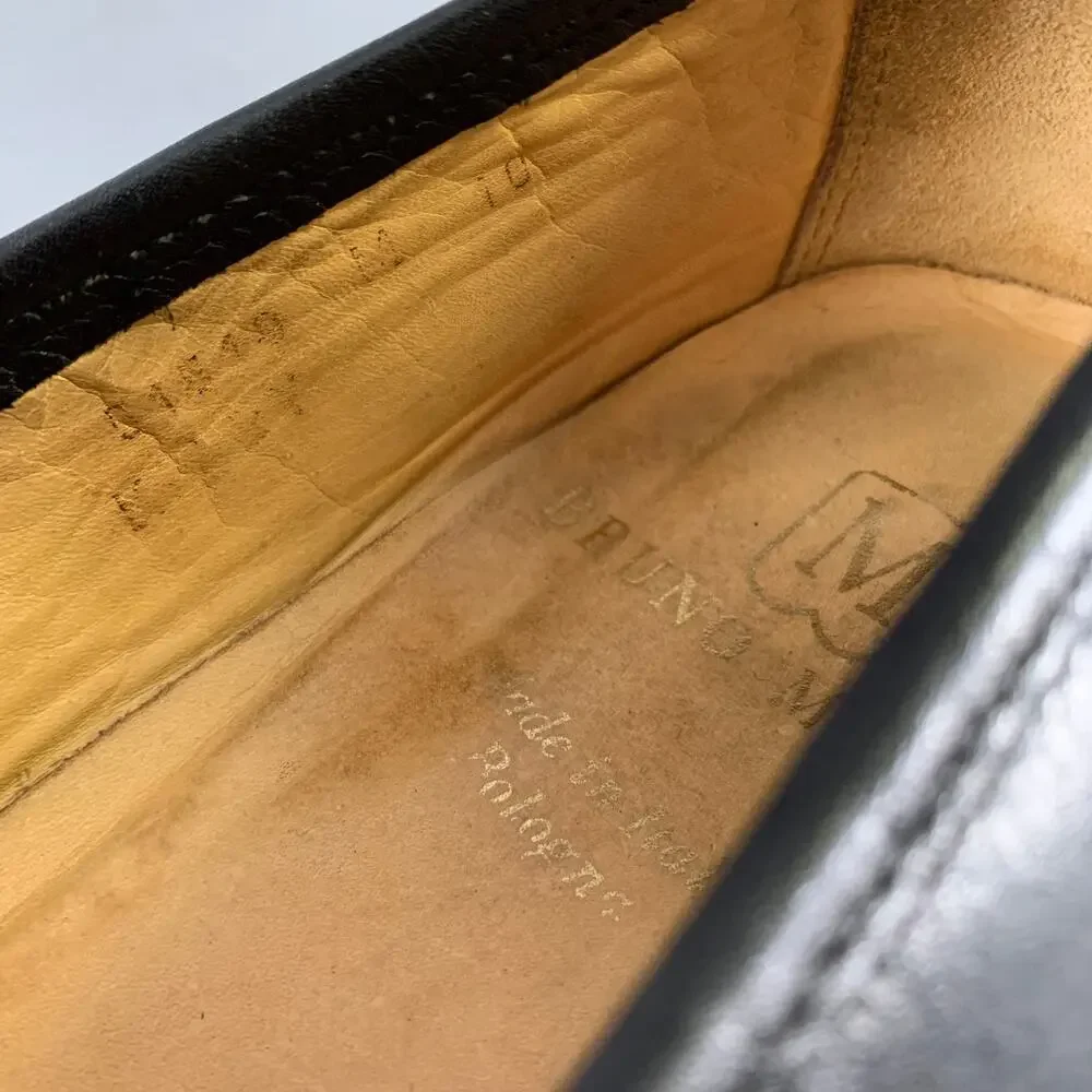 BRUNO MAGLI Size 10 Black Gold Leather Loafers - Picture 8 of 9